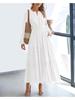 Women's V-Neck Flared Maxi Dress with Waist Pleats In Multiple Colors