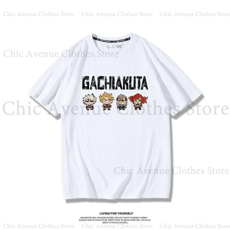 Anime GACHIAKUTA Series Cartoon Print Tshirt Cotton Summer Tops Short Sleeve Tee Daily Unisexs Clothing Streetwear