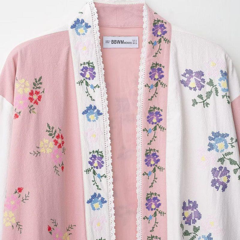 Araltay New Arrival Fashion Style Women's Clothing Fashionable All-Match Cotton Flower Embroider Long Shirt Outwear 4786205