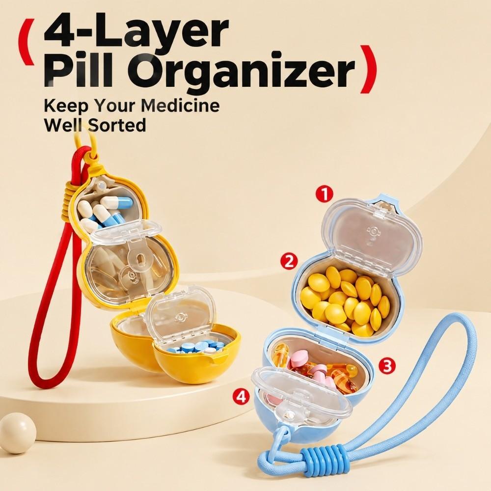 Sealed Portable Medicine Box 4-grid Mini Pill Organizer New Gourd Pill Case Daily Carry