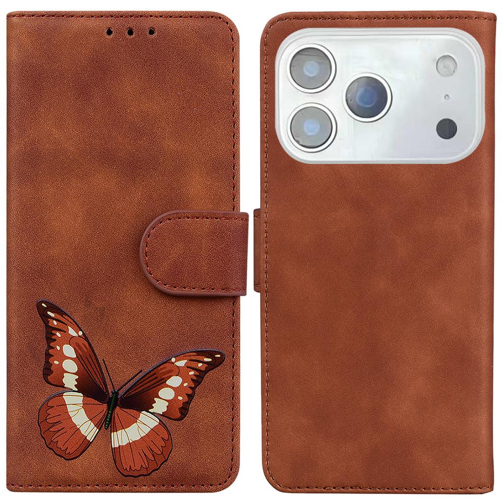 For iPhone 17 Pro Max Stand Case PU Leather Phone Cover Butterfly Printed