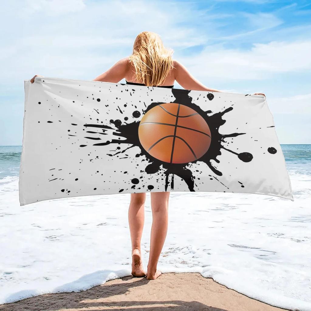 Basketball Beach Towels Microfiber Absorbent Bath Towel Outdoor Travel Sport Beach Towel for Adult Kids Quick Dry Swimming Cover