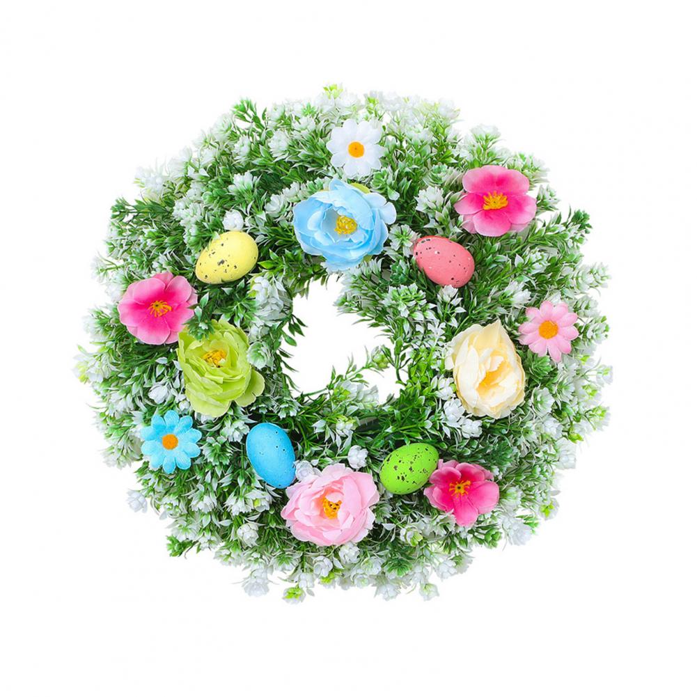 Easter Wreath Decoration Colorful Easter Wreath Easter Wreath Front Door Artificial Spring Floral Pastel Eggs Easters Wreathes