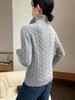 Women's Cashmere Sweater: 2026 Full Cable Knit, Solid Color, Long Sleeve, Half Zip Pullover for Autumn/Winter.