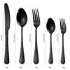 Chinese Patterned Stainless Steel Tableware Set for Household Knives  Forks  Spoons  Black 20/40 Piece Set