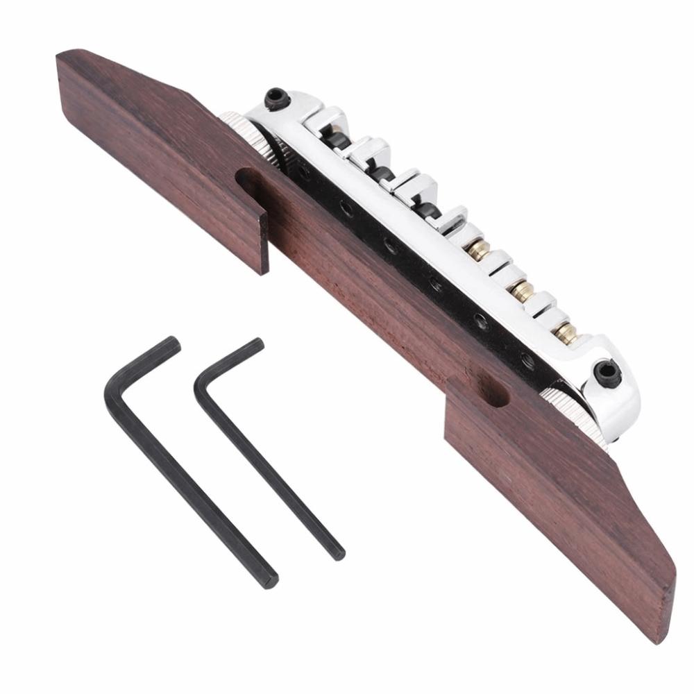 Silver Color Rosewood Bridge Wood And Metal Guitar Parts Guitar Saddles Guitar Bridge  Guitar Parts