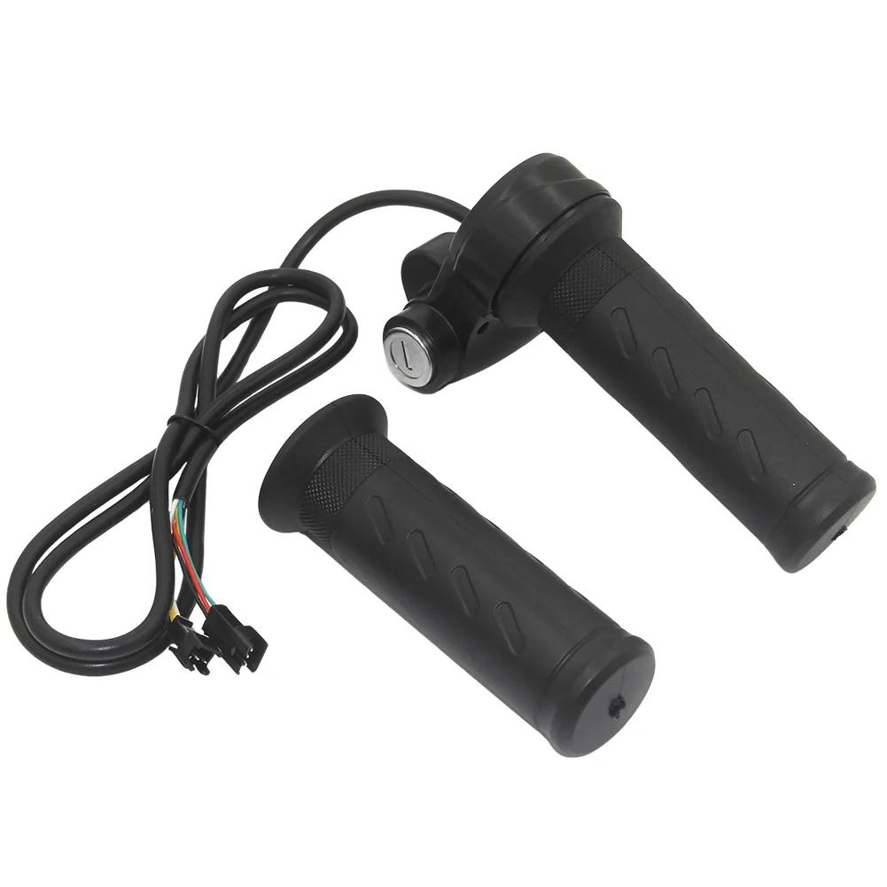 Universal Voltage E-Bike Scooter Twist Throttle Grip with Lock Key Waterproof Speed Regulating Handle Electric Motorcycle Parts