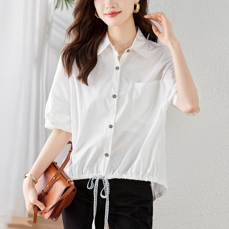 Shirt Women's Short Sleeve Summer New Top Korean Edition Fashion Pure Cotton Shirt