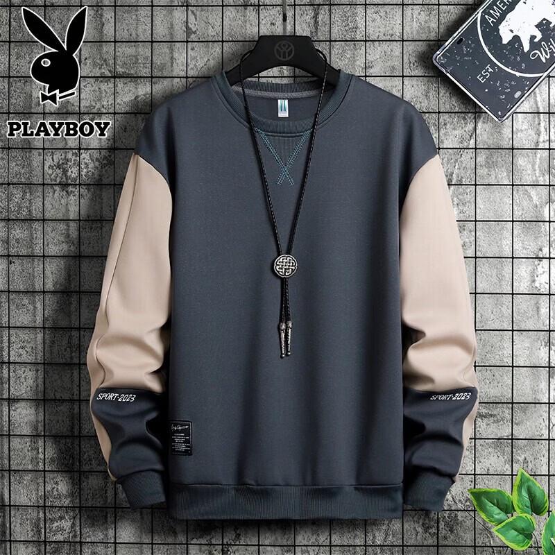 PLAYBOY Men's Oversized Casual Crew Neck Sweatshirt