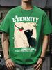 Eternity Landscape Imagery Black Cat Cotton Retro Tshirt Unisexs Summer Casual Oversize Tops Street Oneck Distressed Streetwear