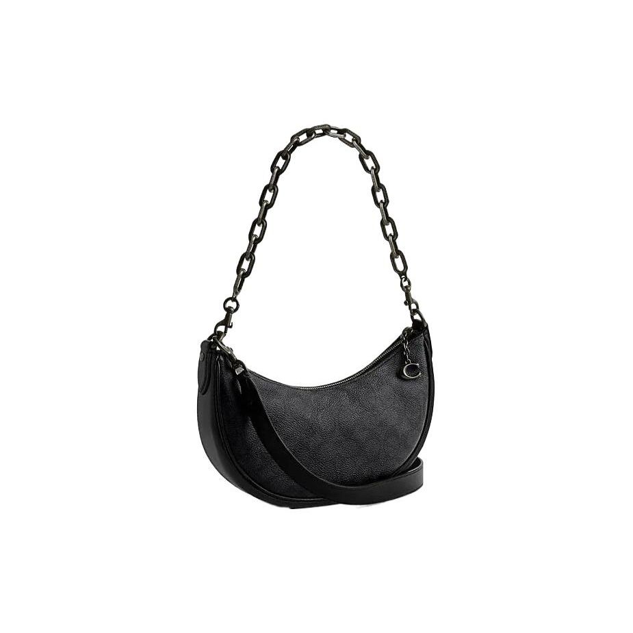 Coach Mira 24 Classic Monogram Chain Zip Closure Half Moon Bag Women Handbags CQ764-MWO1U