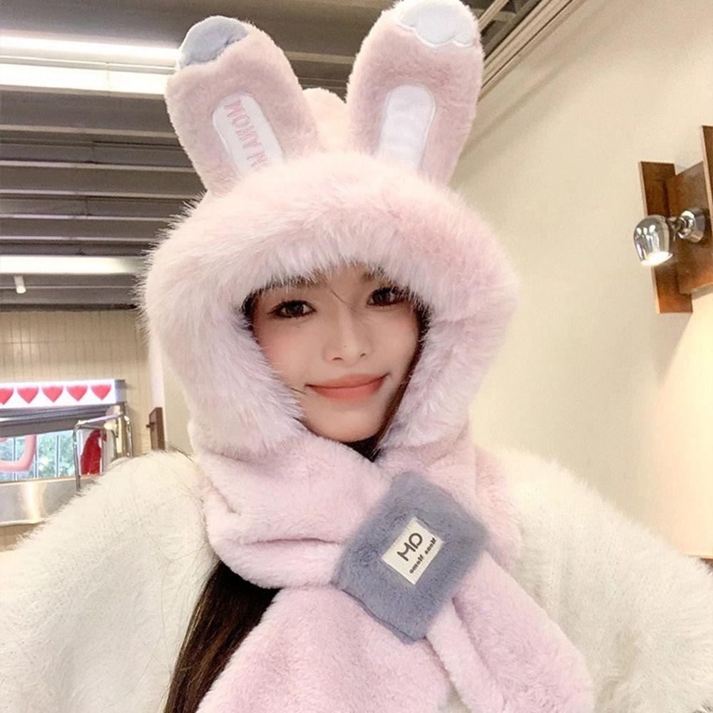 Ear Protection Winter Beanie Winter Fluffy Hat Leisure Bib Scarf Hat  Cycling