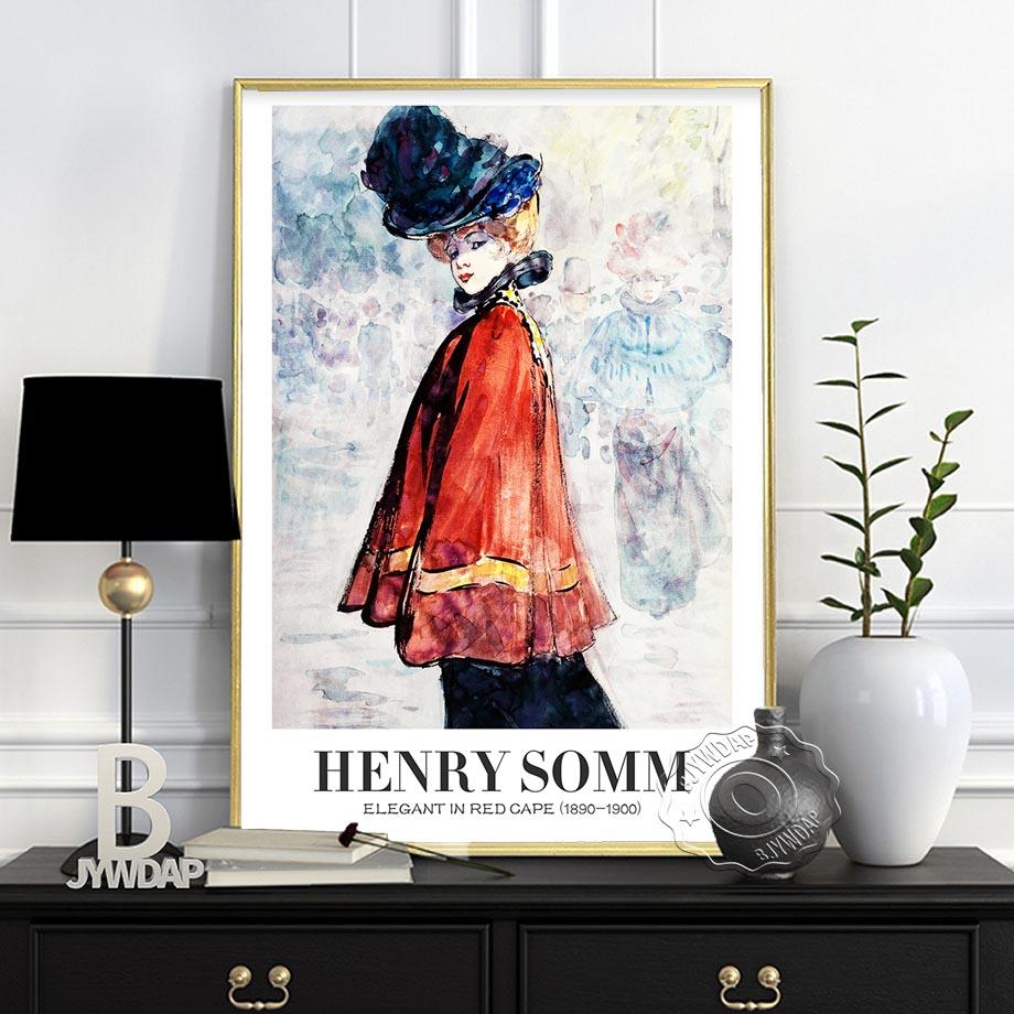 

Постер музея выставки Генри Сомма, портрет женщины, ретро-картина на холсте, винтажные художественные репродукции, настенная картина, декор гостиной без рамки 21*30cm No Frame