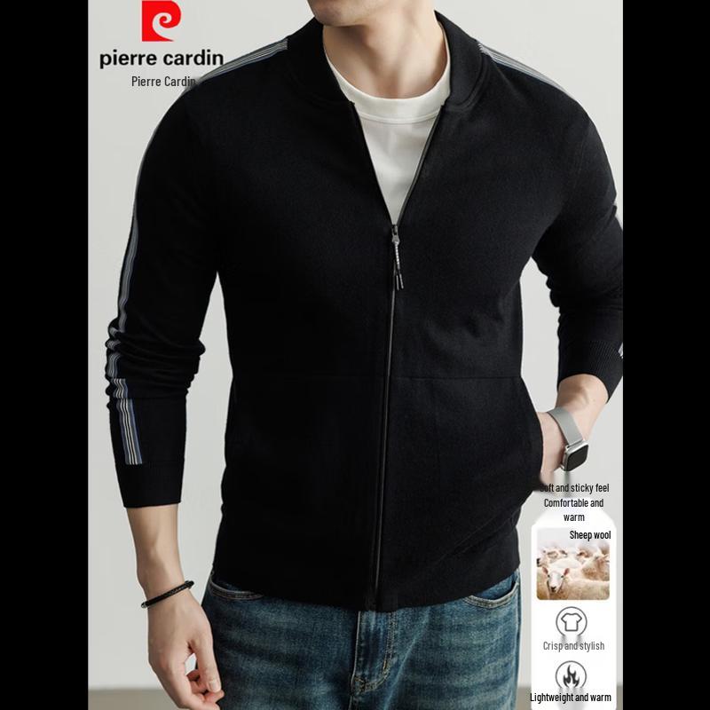 Pierre Cardin Men s Wool Blend Baseball Collar Cardigan Jacket L