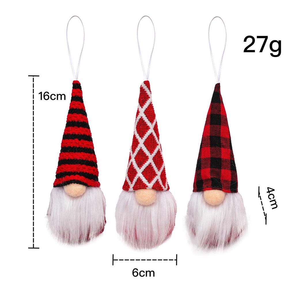 3-Piece Christmas Gnome Plush Santa Doll Knit Fabric Christmas Tree Hanging Ornaments Gnomes Elf Decorations Gifts New Year