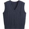 Women's Korean Style V-Neck Cable Knit Sleeveless Sweater Vest for Autumn/Spring