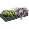 Set Of Two 291L Raised Garden Bed Elevated Galvanised Planter Box For Flowers Herbs 100x100x30cm Dark Grey
