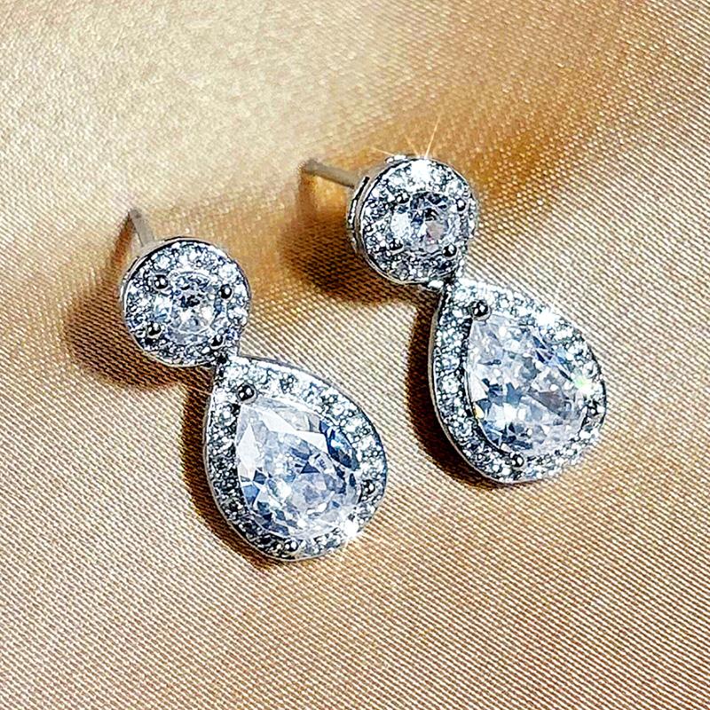 

Huitan Gorgeous Drop Earrings for Women Shiny Luxury Waterdrop Cubic Zirconia Ear Accessories Fashion Wedding Bride Zircon Gift