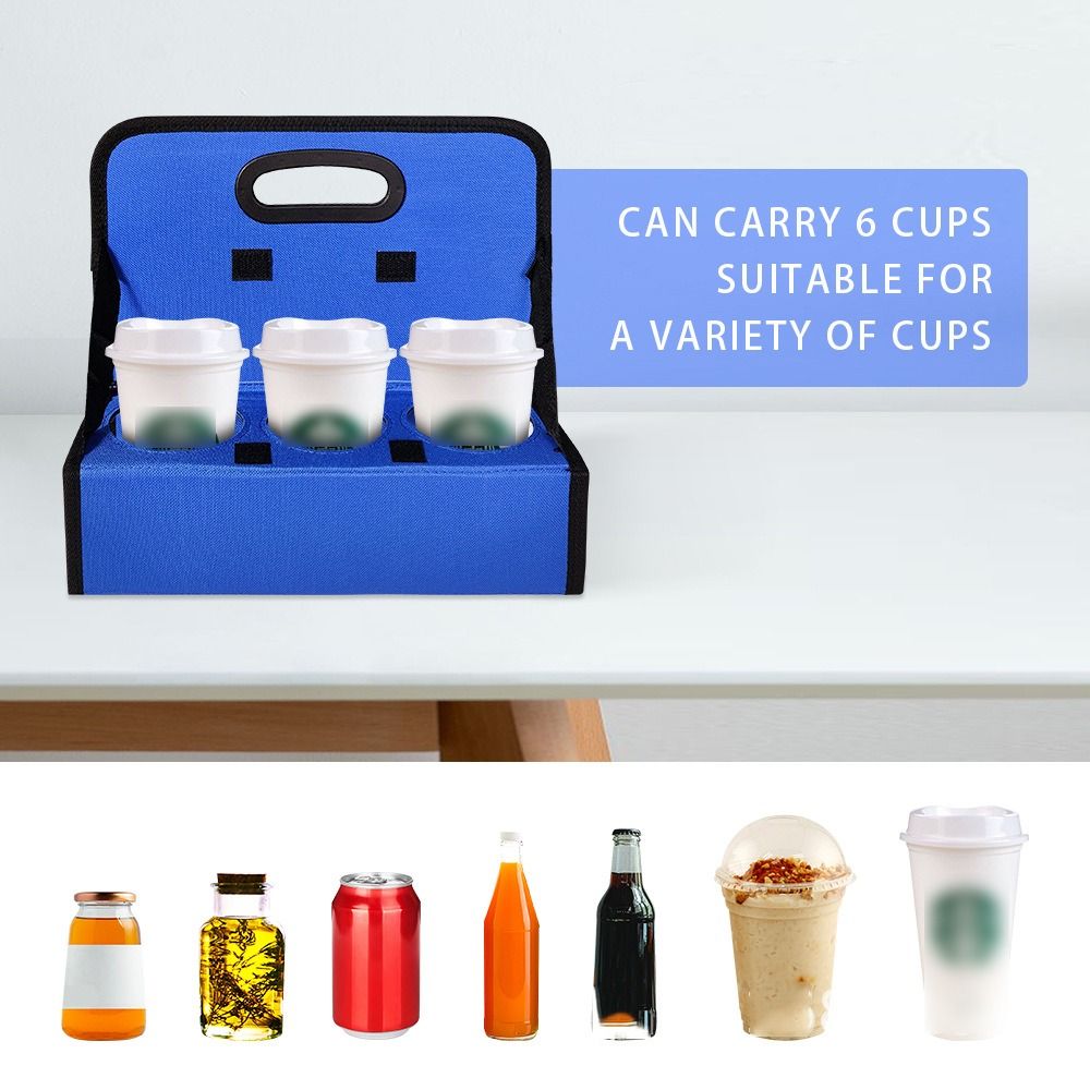 Solid Base Foldable Cup Carrier Reusable Coffee Cup Tote Bag Cup Organizer Pockets  Restaurant
