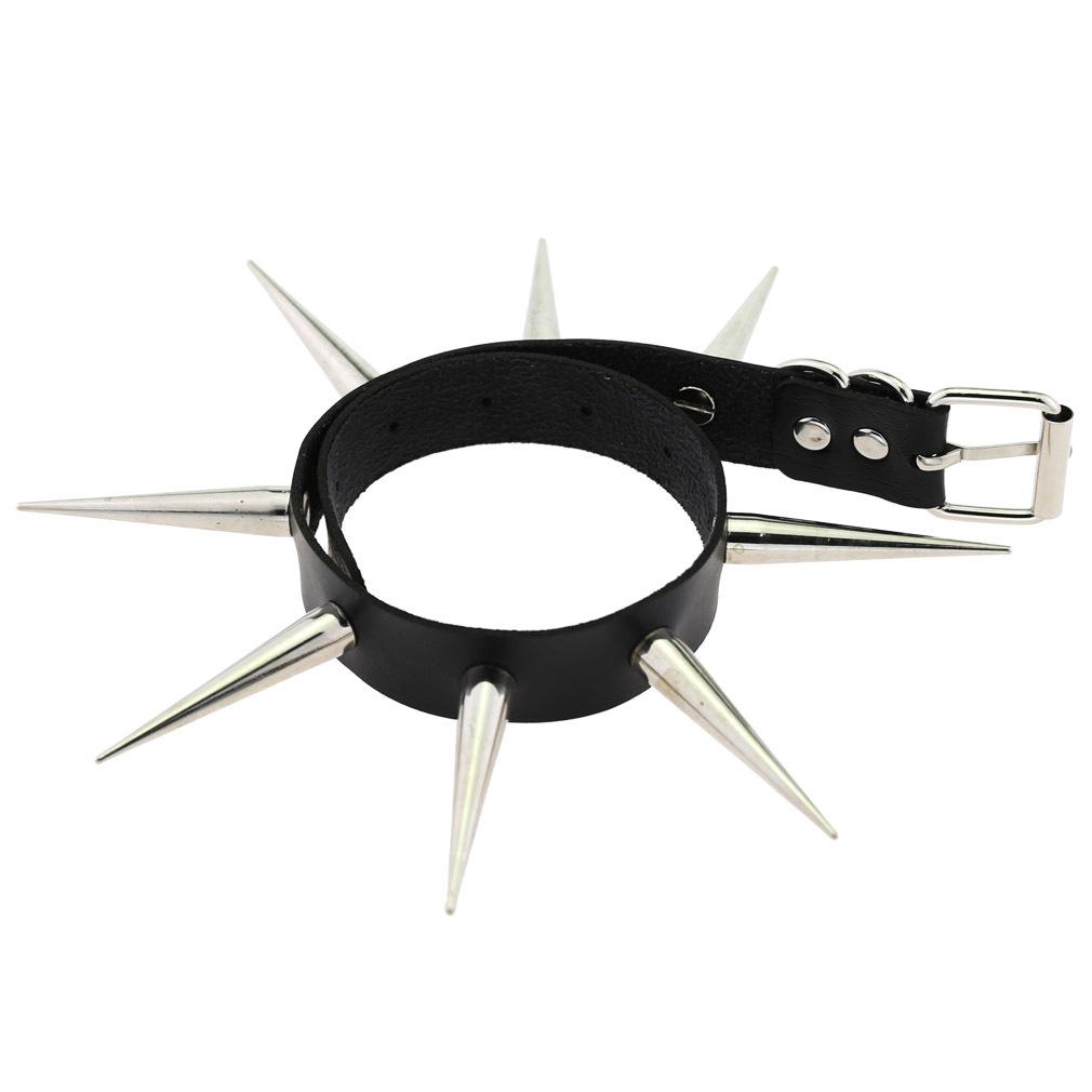 European Unisex Gothic Punk Rivet Spike Leather Choker