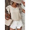 2026 Petal Sleeve Round Neck Short Sleeve T-shirt Fashion Women O Neck Summer Blouse Short Sleeve Elegant Solid Color Casual Ruffled Tops Ladies Shirt