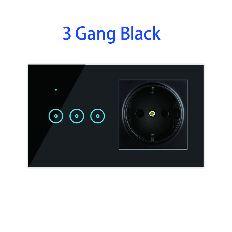 Wifi 3 Gang Wall Light Switch Smart Socket and Switch With EU Standard