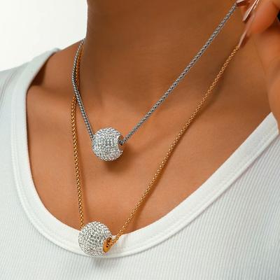 Nový náhrdelník s príveskom v tvare gule zo zirkónu pre ženy, choker s košíkovou retiazkou z nehrdzavejúcej ocele, dámsky jednoduchý náhrdelník so zirkónom