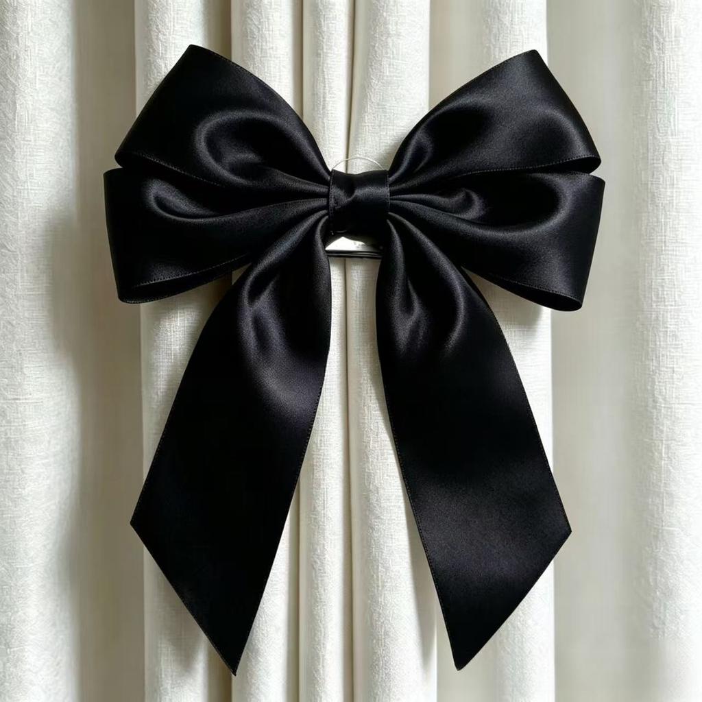 1Pc French-Style Bow with Ribbon - Elegant Bow with Ribbon Curtain Tiebacks, Luxurious Holders for Drapes, Blinds, Curtains