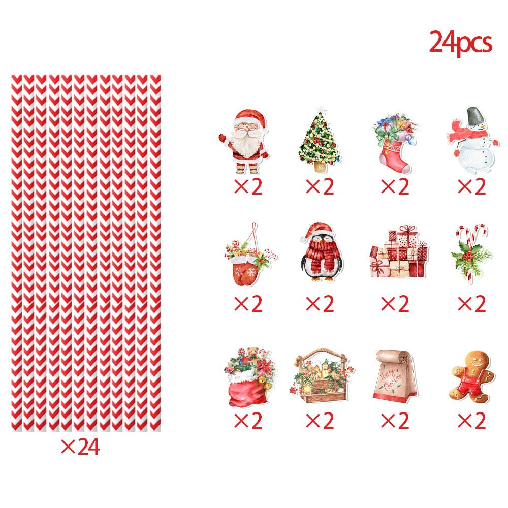 Party Drink Christmas Accessories Snowman Water Cup Straws With Paper Material