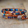 Trendy and Popular In Europe and America: Lapis Lazuli and Imperial Stone Multi-layered Braided Bracelet with Leather Cord, Wholesale Jewelry.