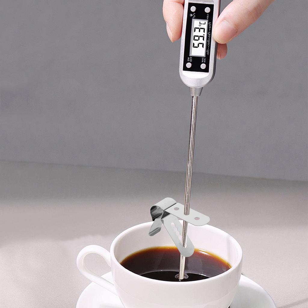 Premium 304 Stainless Steel Thermometer Probe Clip Versatile Pot Clip for Grilling Barbecue Milk Tea Brewing Baking Cooking