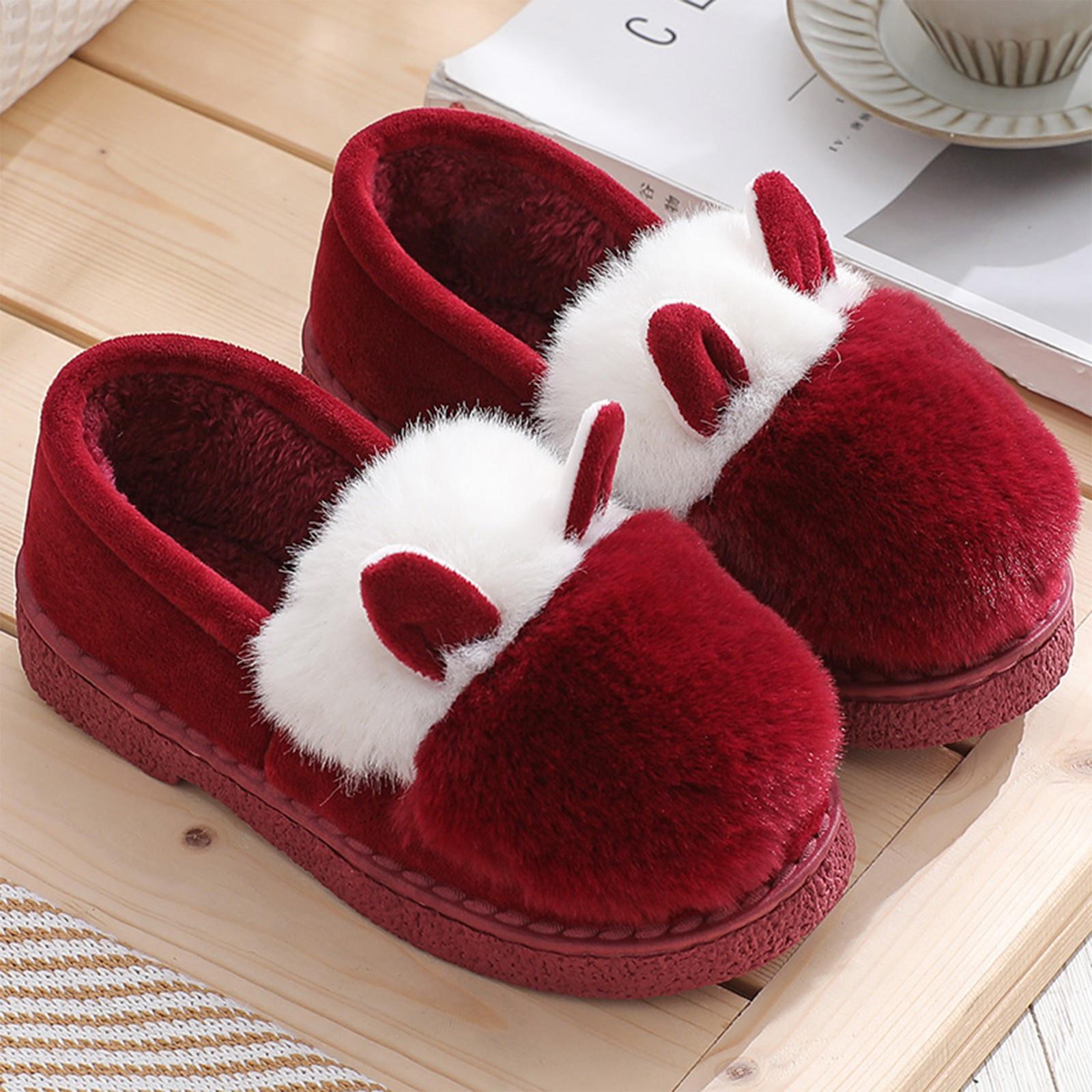 

Хлопковые тапочки на каблуке с овечьими ушками и кроличьей шерстью, зимние сапоги, женская обувь 40 винный