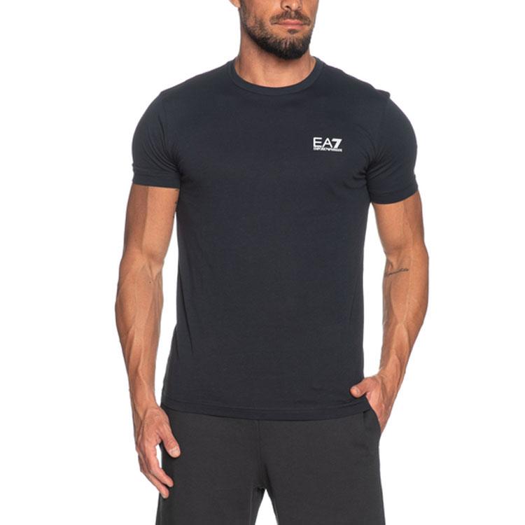 Emporio Armani EA7 Solid Logo Letter Casual Crew Neck Short Sleeve T-Shirt Men T-shirts Navy-Blue 8NPT51-PJM9Z-1578