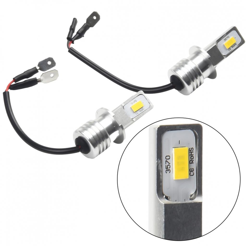 2Pcs H3 LED Fog Light Bulb Conversion Kit Super Bright Yellow DRL Lamp 3000K 80W