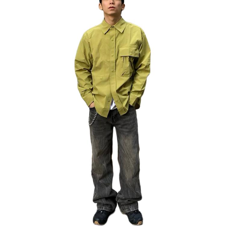 SALOMON Slate Active Shirts Loose Fit Outdoor Casual Comfortable Long Sleeve Shirt Men Shirts Olive-Green LC2569700