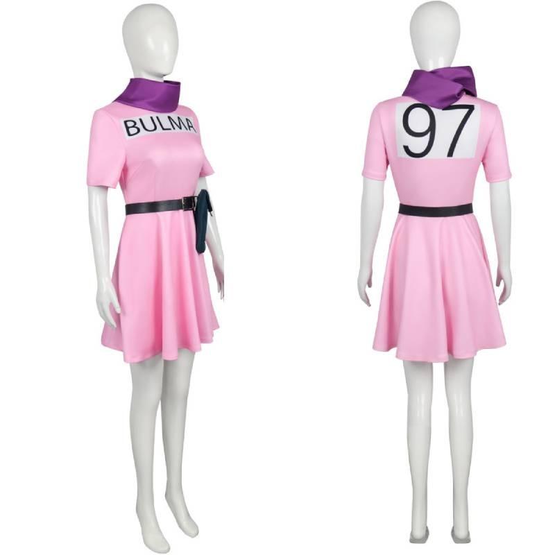 Dragon Ball Bulma Cosplay-Kostüm für Halloween und Anime-Conventions, aus Polyester, mit niedlichem Design für Damen