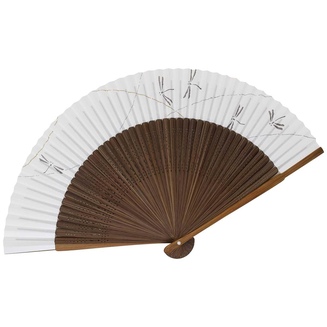 

Kimono painted made in carved karaki large short pearl dragonfly cm [Stylish Iroha] High-quality fan, scented, Japan, medium-sized wood, length, белый