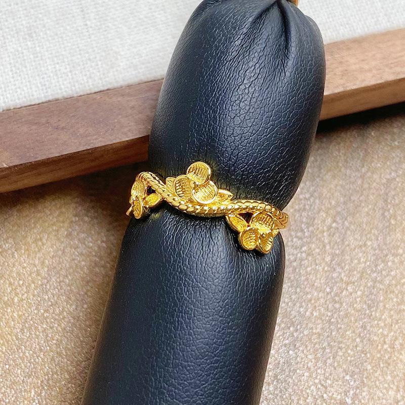 Medieval Vintage Brushed Qixi Festival Rose Opening Ring Women'S Light Luxury High Sense Niche Index Finger Ring