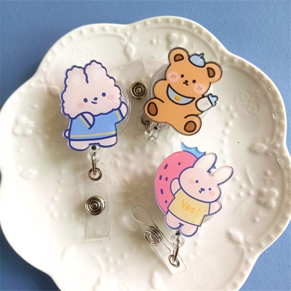 Chest Card Retractable Badge Reel Bear ID Card Clips 65cm Length Nurse Badge Holder Hospital Use