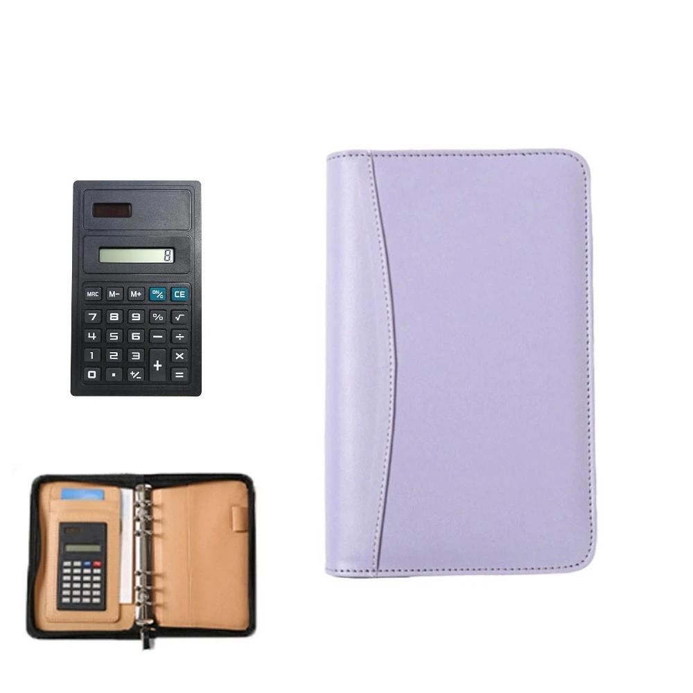 PU Leather Portfolio Binder Cover 6-Ring Business Notebook Loose Leaf Notebook  Conference Use
