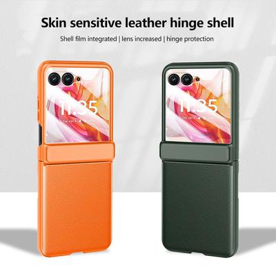Feel Skin Leather Hinge Shockproof Cover for Motorola Razr 50 50Ultra Case Ani-Knock Protective Full Protection Film Case Cover
