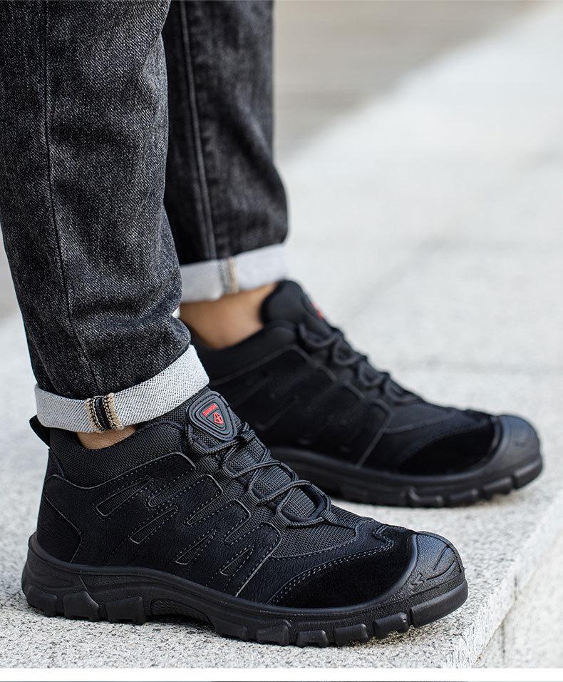 Scarpe di Sicurezza Nere da Uomo Coibentate Antiscivolo - Calzature con Costruzione Anti-Odore, Resistenti all'Usura, Anti-Schiacciamento, Anti-Perforazione