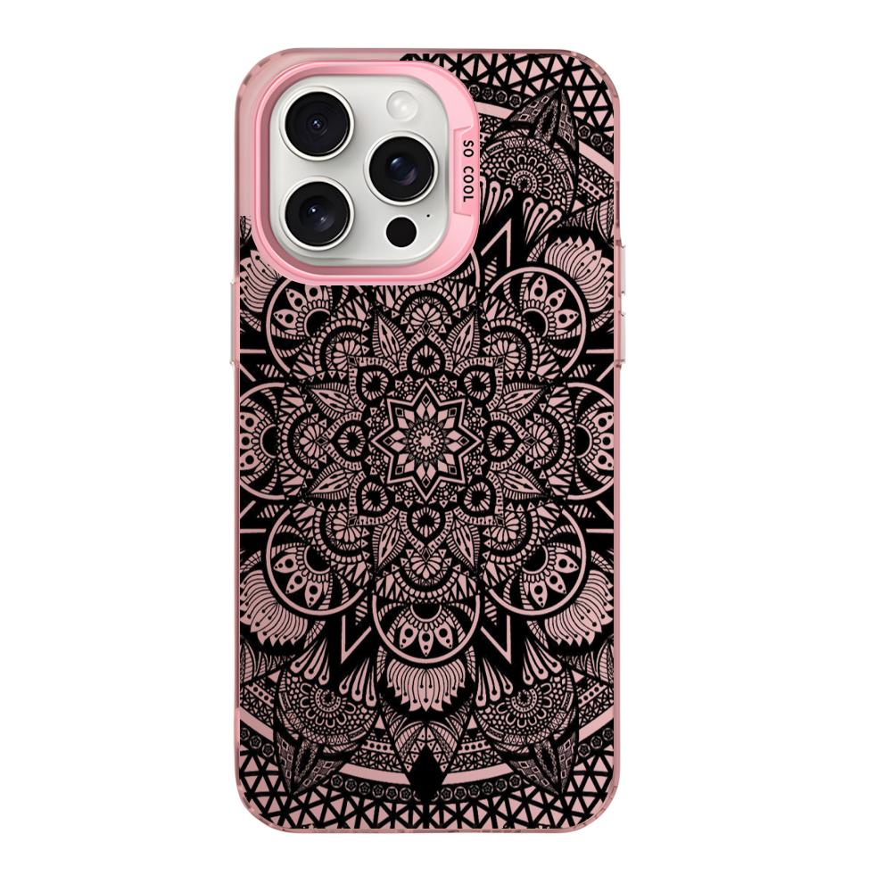 Mandala Totem Pattern Floral Case for iPhone 16 11 12 13 14 15 Pro Max XR 8 Plus Anti-Scratch Dual Layer Hard IMD Plastic Cover