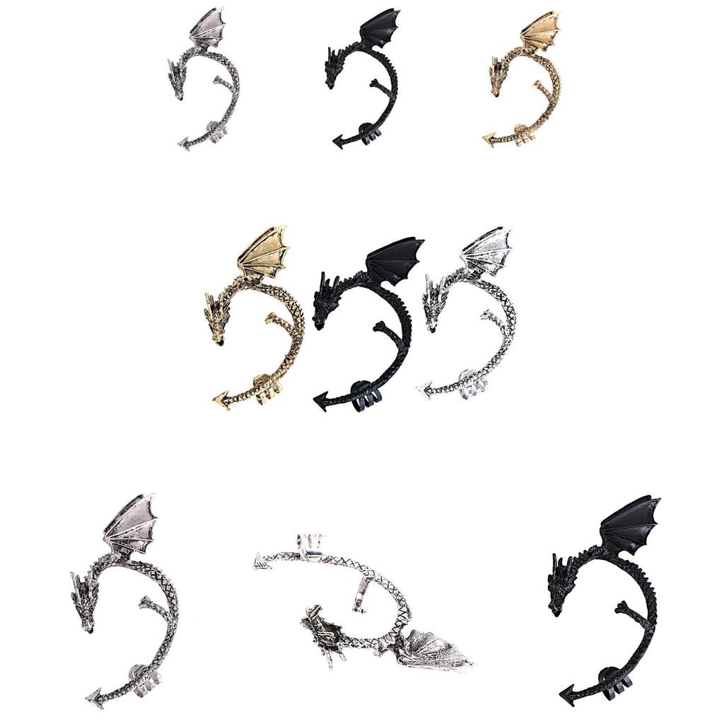 Dragon Punk Ear Cuffs With Alloy Electroplated Finish For Unisex Gothic Style