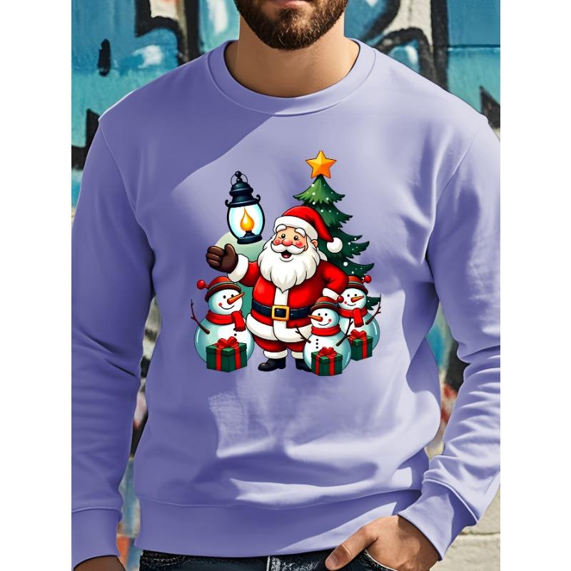 Nick and the snowman join forces to send you their best wishes—a casual spring/autumn sweatshirt featuring a "Merry Christmas" print.