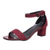 Women's Summer Fashion Sandals Medium High Heel Outdoor Sandalias Elegant Wedding Shoes Bridal Buckle Strap