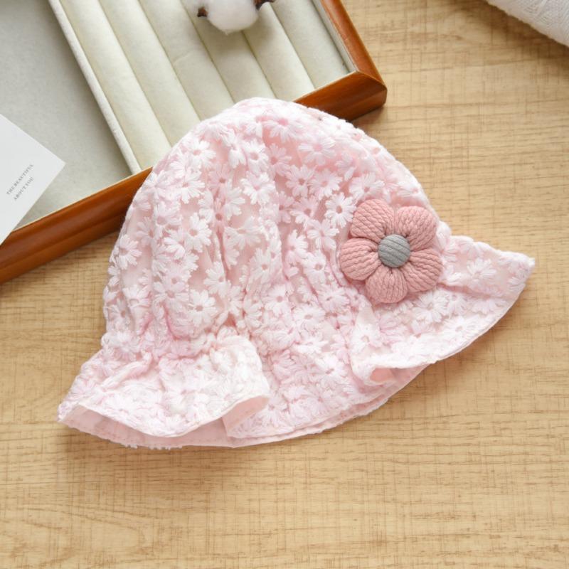 Amoi Baby Hat Princess Sweet Lace Flower Bucket Hat Baby Child Basin Hat Baby Girl Sunshade Sunscreen