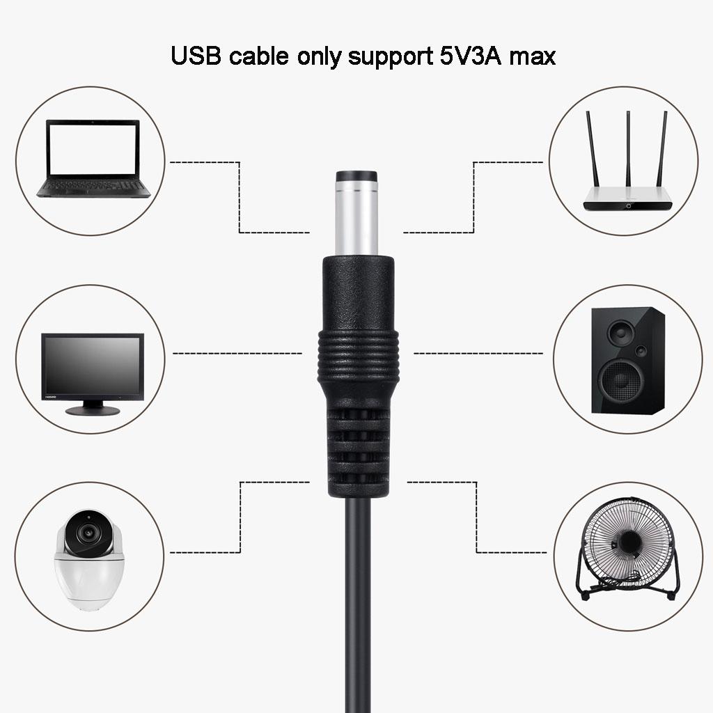Usb to for Dc Plug, 8 in 1 Usb Plug to for Dc Hollow Plug Cable, Power Cable, Adapter Cable with 8 Plugs for Routers, Ke