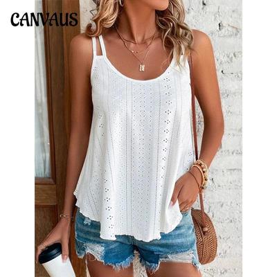 Sommer-Damen-Tanktop mit Rundhalsausschnitt, Jacquard-Innenseite, ärmelloses Hemd