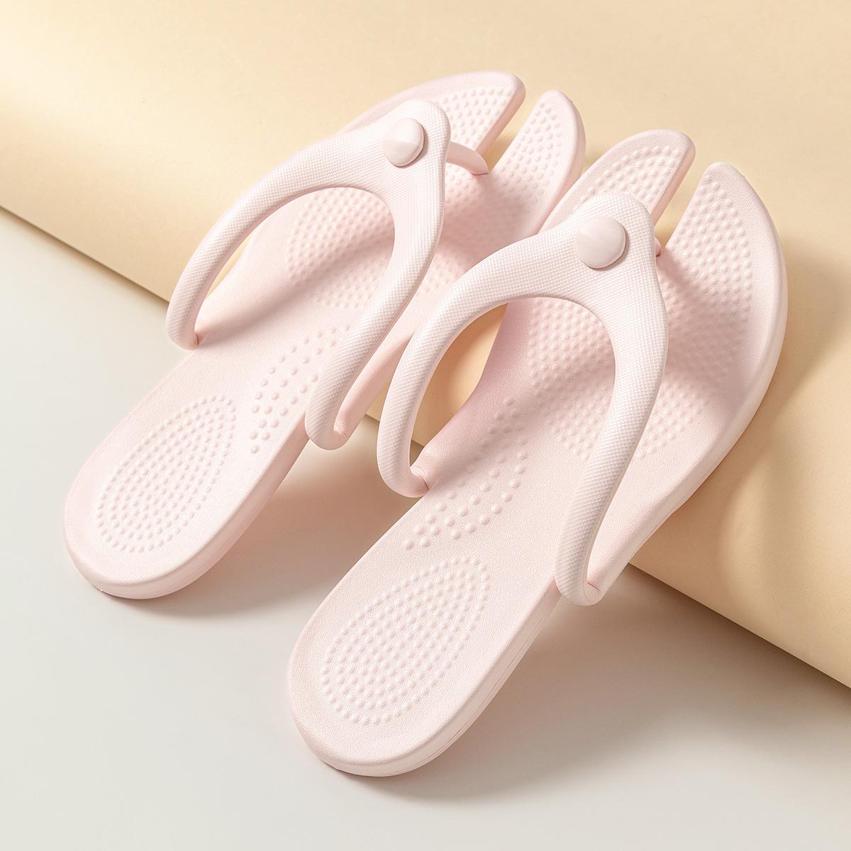 

Летние женские шлепанцы плоские EVA пляжные шлепанцы модные удобные нескользящие тапочки складные повседневные женские домашние шлепанцы L розовый